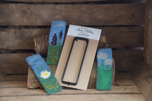 Bookmark needle felting template and examples