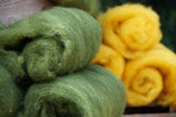 Own Blend New Zealand Carded Batts in Sunflower Yellow & Green