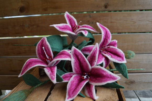 Stargazer Lily - Needle Felting Project, Kit, Templates and Tutorial